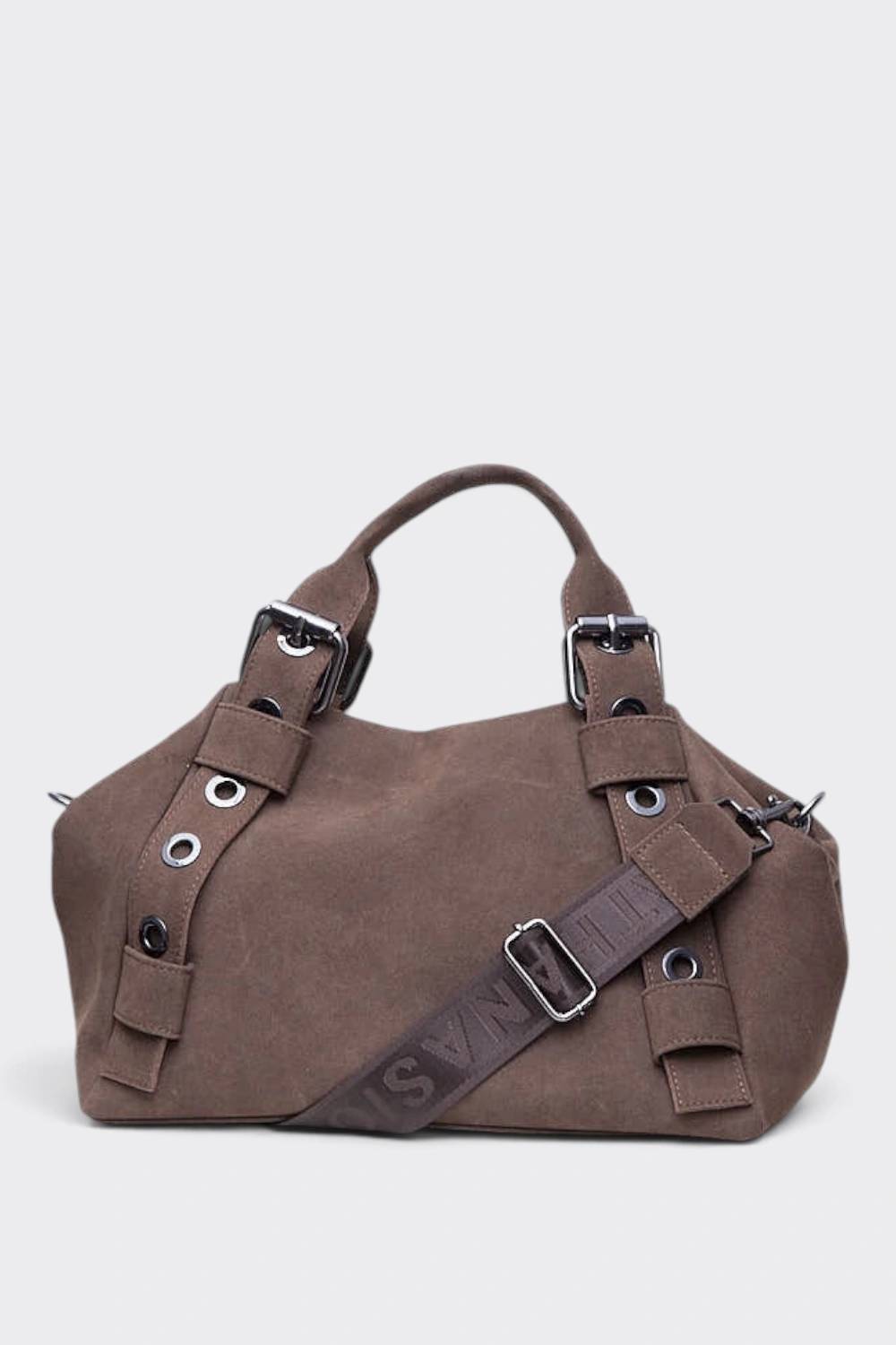 FW26-BUBBLE-15 Hug Bag Suede Τσάντα Χειρός Κακάο Large - Image 1