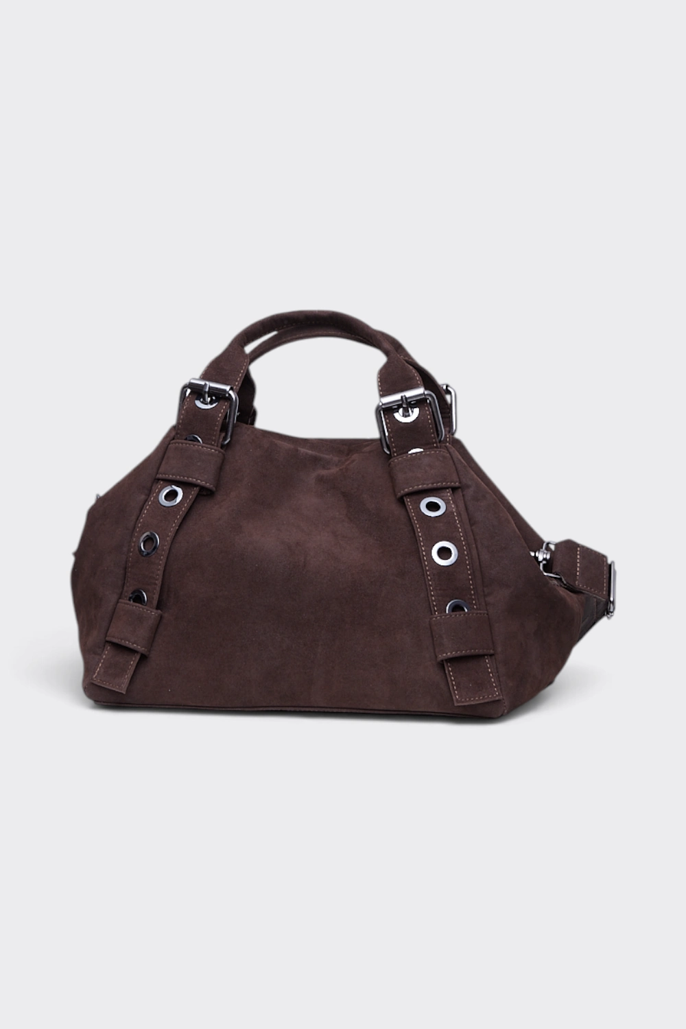 FW26-HUG-L-11 Hug Bag Suede Τσάντα Χειρός Καφέ Large - Image 1