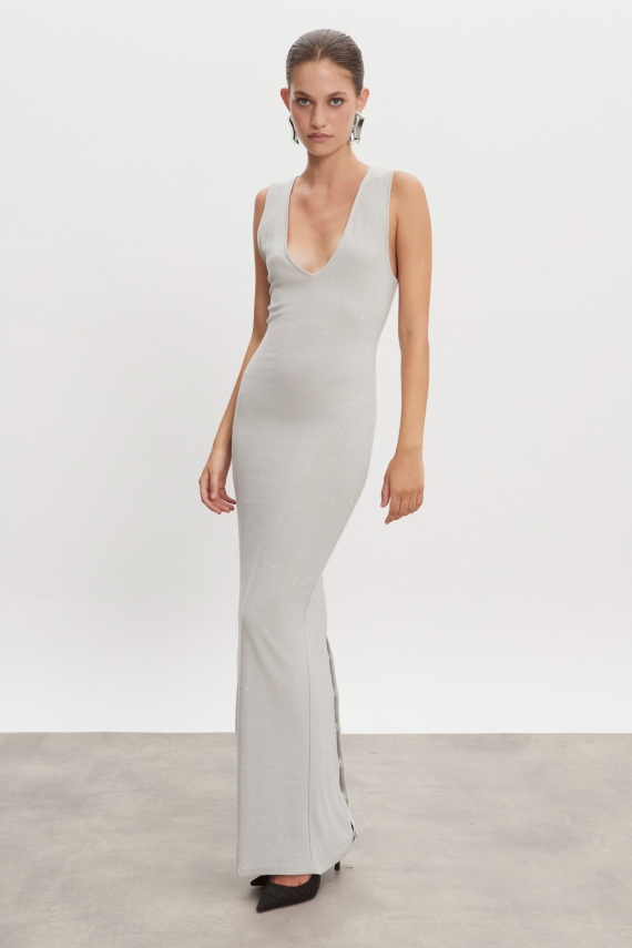new_1_2 MAGNETIC KNITTED MAXI DRESS GREY - Image 1